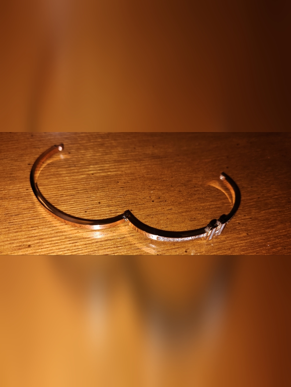 Gold Plated CZ H-Shaped Initial Pendant Necklace and Rose Gold Bangle Set Gifts - Picture 8 of 13